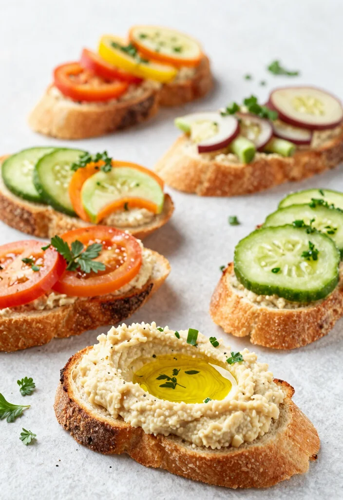 18 Easy French Bread Appetizers Recipes for Parties - 6. Hummus and Veggie Flatbreads 1