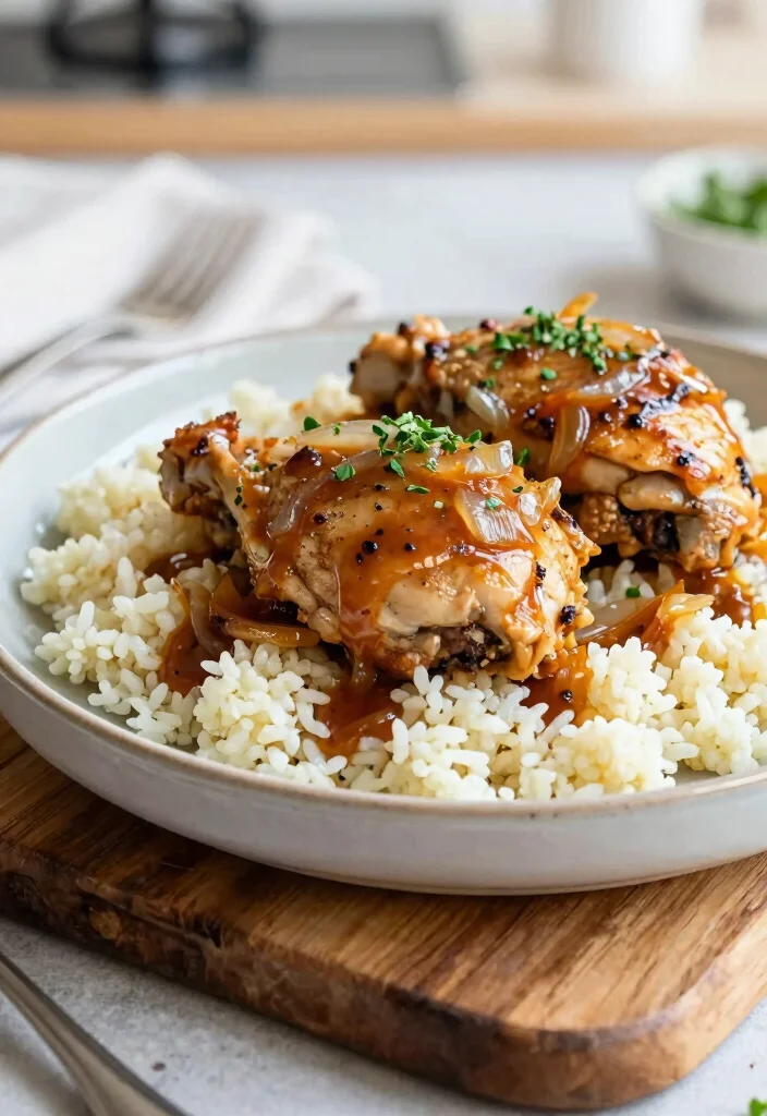 18 French Onion Chicken Thighs Recipes (Juicy and Savory) - 11. French Onion Chicken Thighs with Cauliflower Rice 1