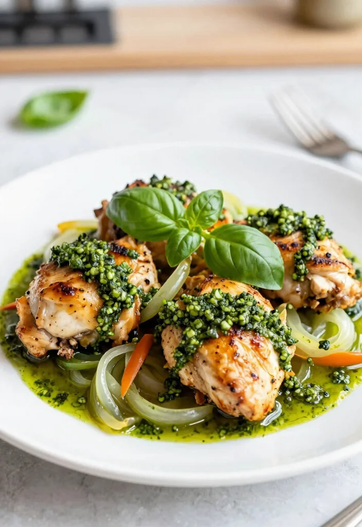 18 French Onion Chicken Thighs Recipes (Juicy and Savory) - 15. French Onion Chicken Thighs with Pesto 1