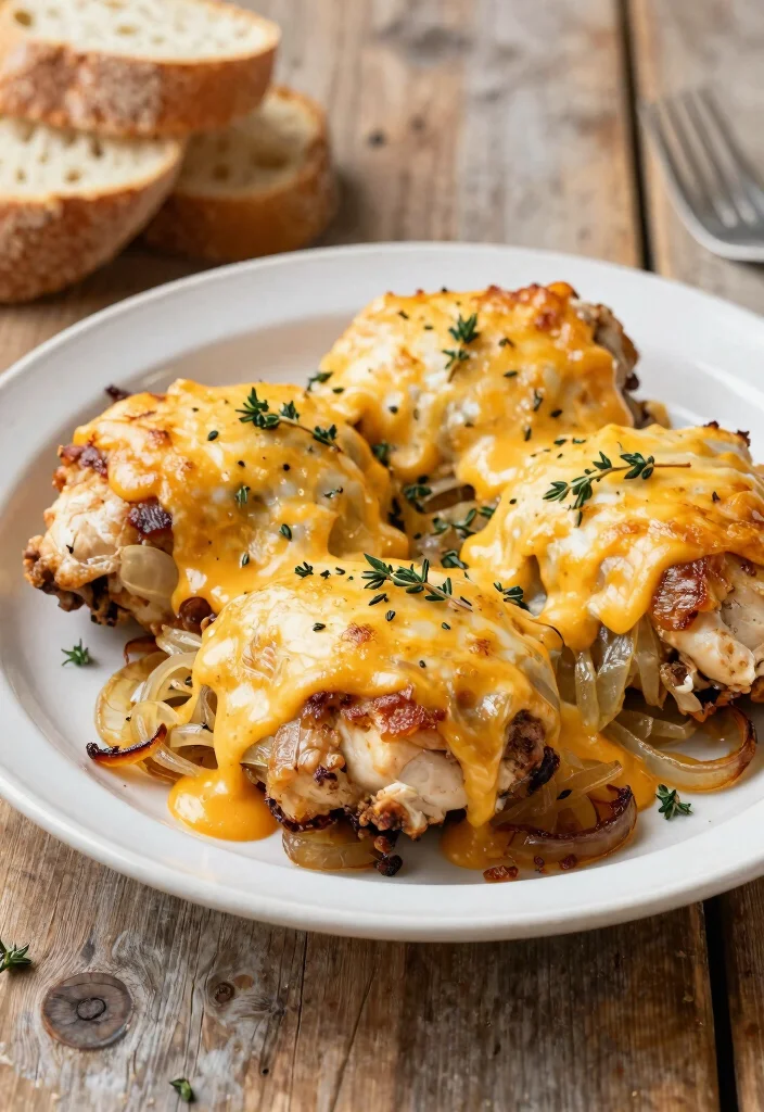 18 French Onion Chicken Thighs Recipes (Juicy and Savory) - 3. French Onion Chicken Thighs with Aged Cheddar 1