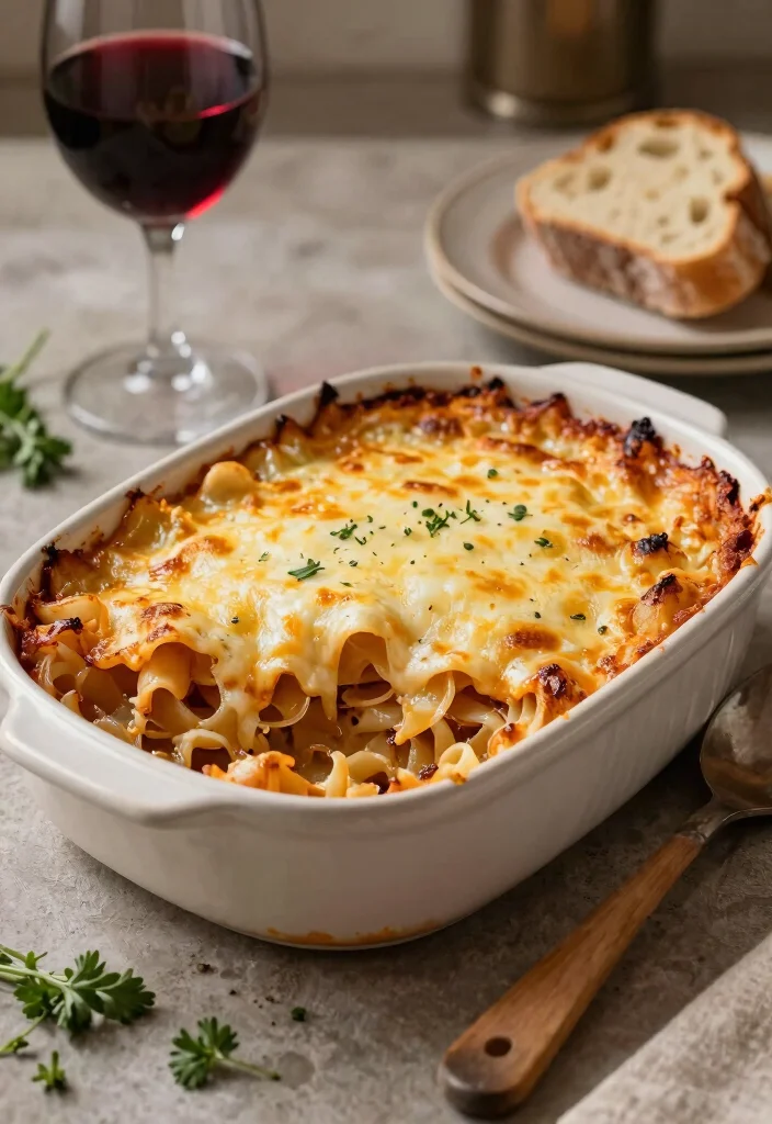 18 French Onion Soup Pasta Recipes You Need to Try - 2. French Onion Soup Pasta Bake 1