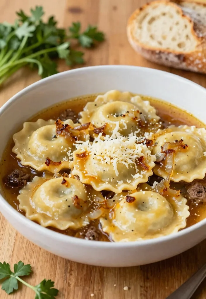 18 French Onion Soup Pasta Recipes You Need to Try - 8. French Onion Soup Ravioli 1