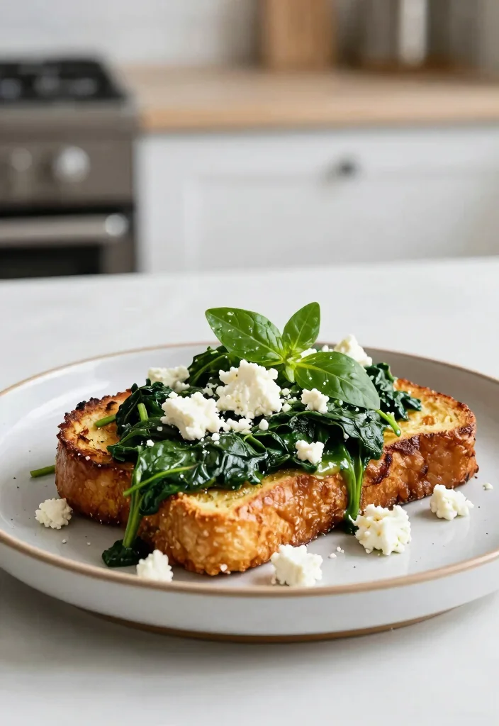 18 Healthy French Toast Recipes (Low Sugar and High Fiber) - 17. Savory Spinach and Feta French Toast 1