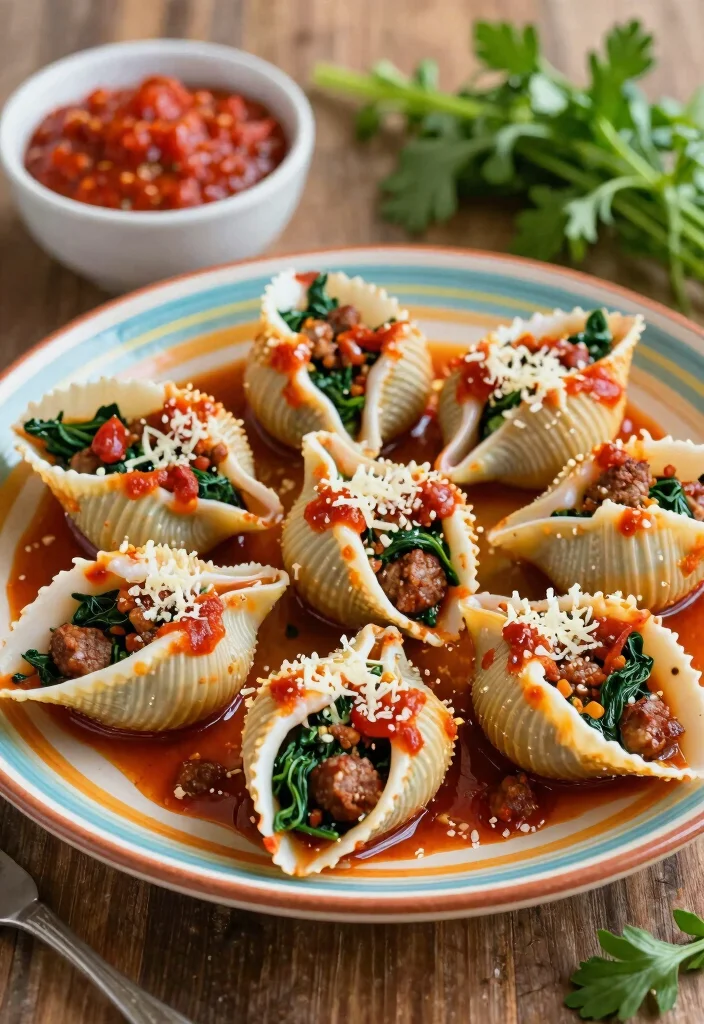 18 Healthy Ground Italian Sausage Recipes (Low-Fat & Delicious) - 10. Italian Sausage and Spinach Stuffed Shells 1