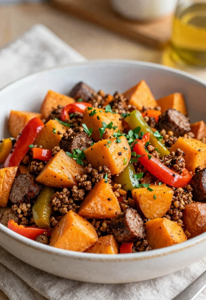 18 Healthy Ground Italian Sausage Recipes (Low-Fat & Delicious) - 18. Italian Sausage and Sweet Potato Hash 1