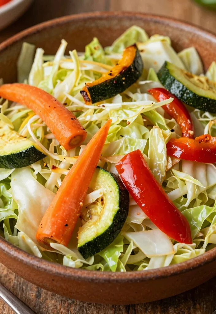 18 Japanese Cabbage Salad Recipes (Crisp & Refreshing) - 11. Cabbage Salad with Roasted Vegetables 1