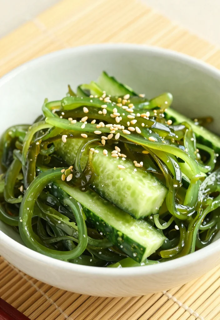18 Japanese Cucumber Salad Recipes (Light & Crunchy) - 6. Cucumber and Seaweed Salad 1
