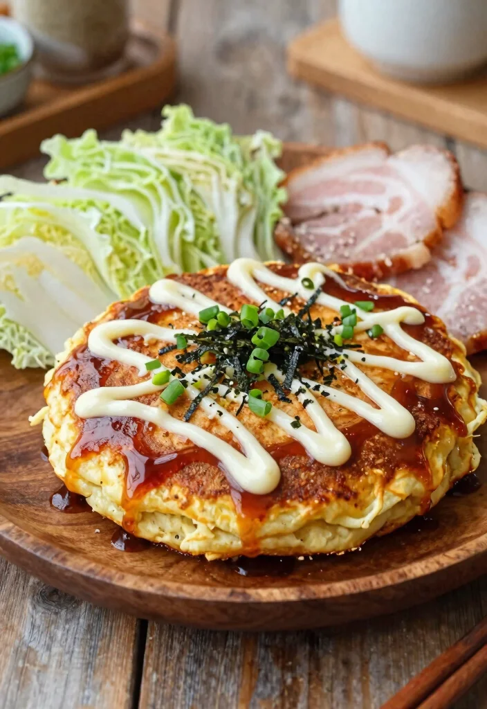 18 Japanese Pancake Okonomiyaki Recipes (Savory Street Food) - 1. Classic Okonomiyaki with Cabbage and Pork 1