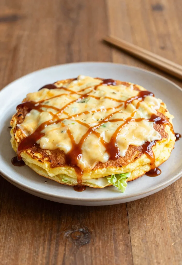 18 Japanese Pancake Okonomiyaki Recipes (Savory Street Food) - 10. Cheesy Okonomiyaki with Mozzarella 1