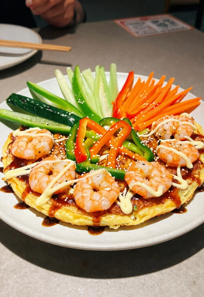 18 Japanese Pancake Okonomiyaki Recipes (Savory Street Food) - 2. Shrimp and Vegetable Okonomiyaki 1