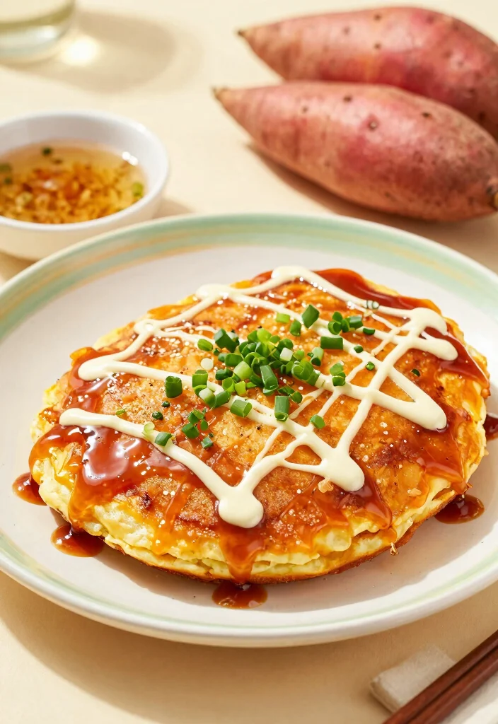 18 Japanese Pancake Okonomiyaki Recipes (Savory Street Food) - 6. Sweet Potato Okonomiyaki 1