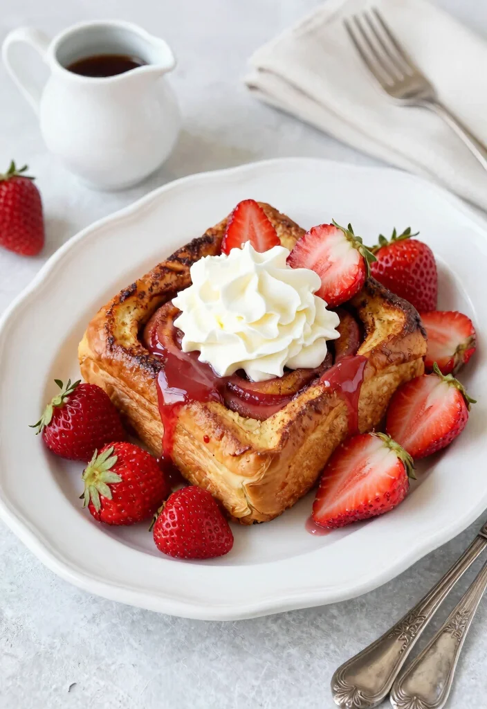 19 Cinnamon Roll French Toast Bake Recipes for Brunch Lovers - 13. Strawberry Shortcake Cinnamon Roll French Toast Bake 1