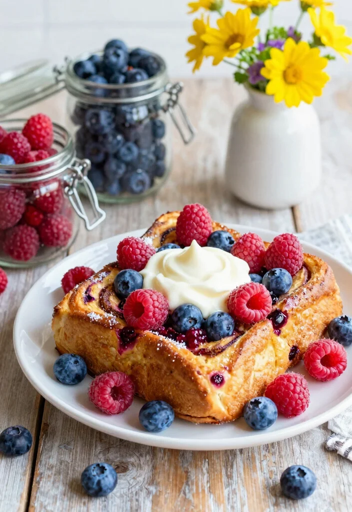 19 Cinnamon Roll French Toast Bake Recipes for Brunch Lovers - 15. Razzleberry Cinnamon Roll French Toast Bake 1