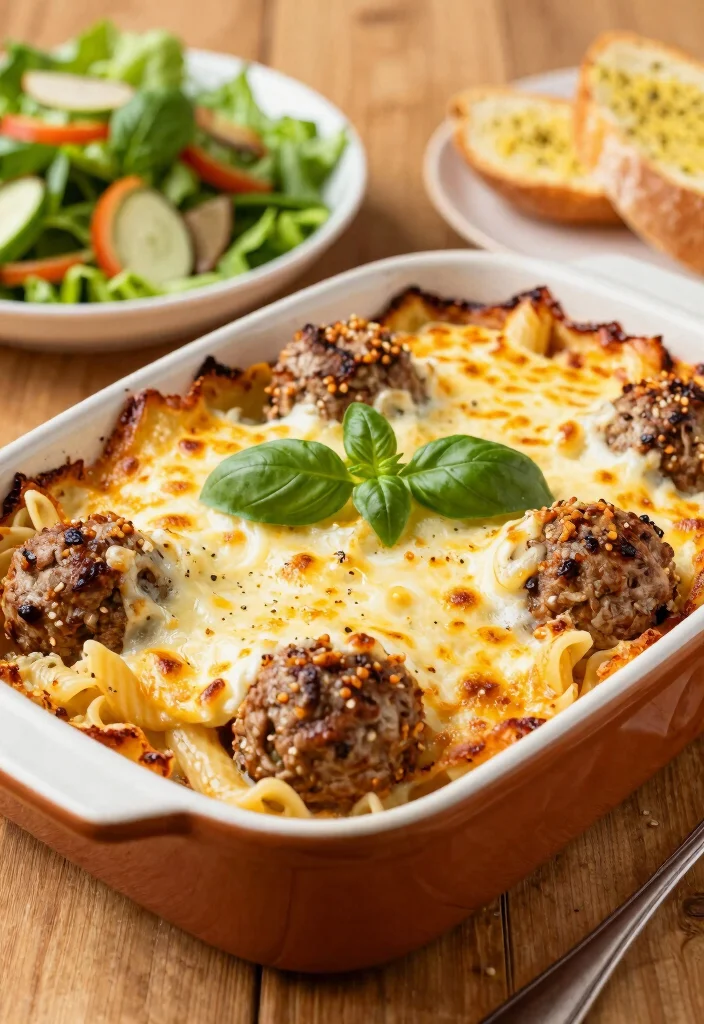 19 Easy Recipes Using Frozen Italian Meatballs - 14. Meatball Pasta Bake 1