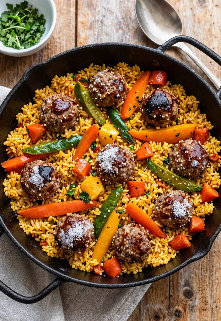 19 Easy Recipes Using Frozen Italian Meatballs - 8. Meatball and Rice Skillet 1