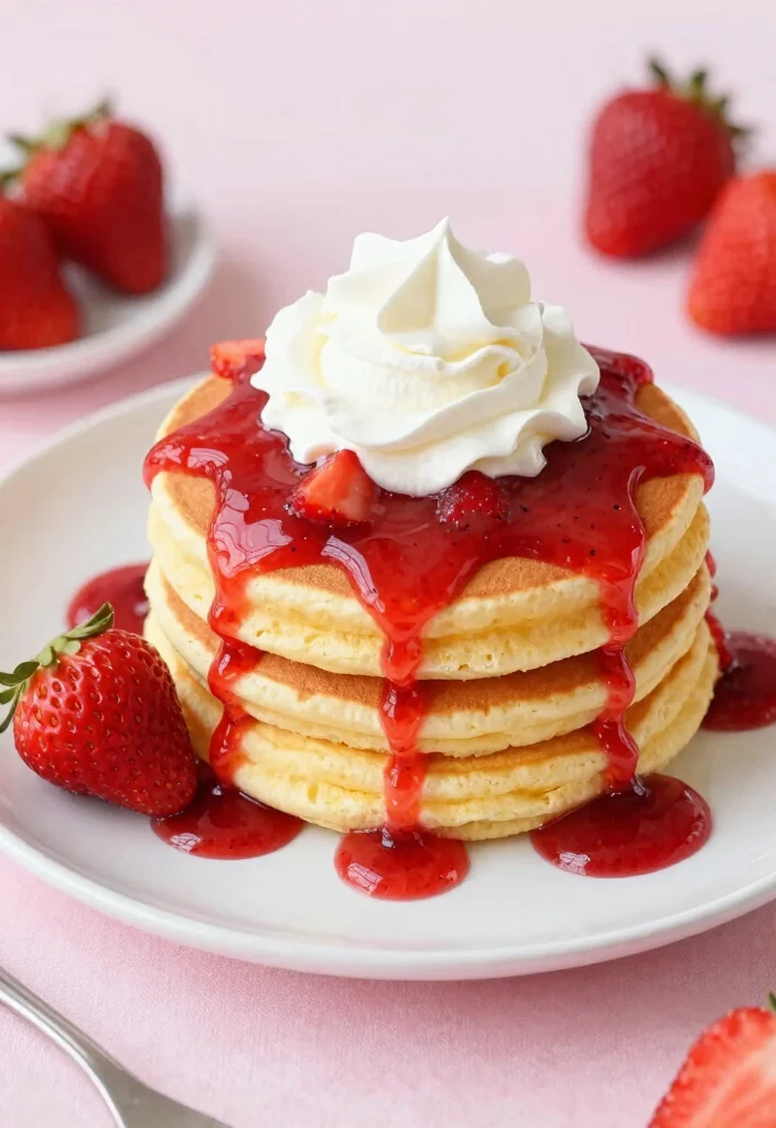 19 Souffle-Style Japanese Pancake Recipes (Extra Tall and Fluffy) - 7. Strawberry Shortcake Souffle Pancakes 1