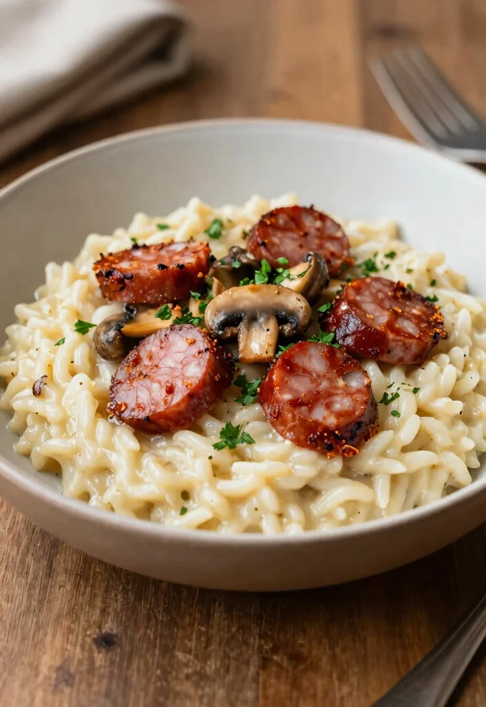 19 Spicy Italian Sausage Recipes for Heat Lovers - 17. Spicy Italian Sausage & Mushroom Risotto 1