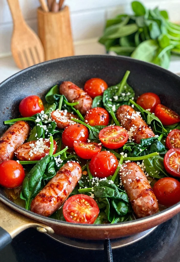 19 Spicy Italian Sausage Recipes for Heat Lovers - 2. One-Pan Spicy Sausage & Spinach Pasta 1
