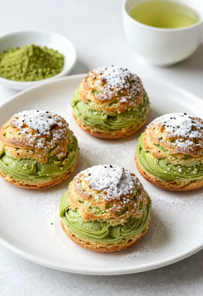 20 Classic French Pastries Recipes You Can Bake at Home - 7. Matcha Puff Pastries 1