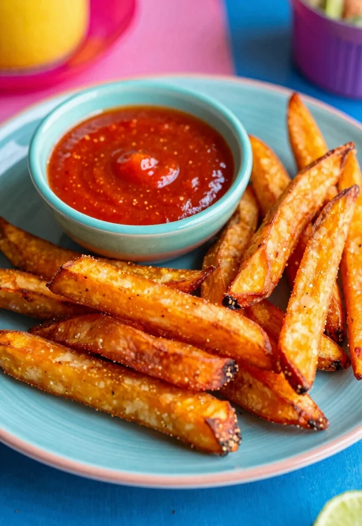 20 Crispy Japanese Sweet Potato Fries Recipes (Oven & Air Fryer) - 10. Sweet Potato Fries with Sriracha Lime Sauce 1