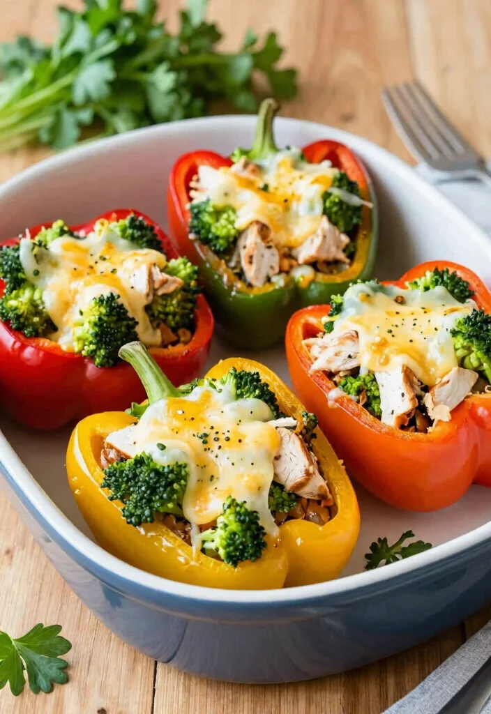 20 Easy Italian Chicken and Broccoli Recipes - 13. Italian Chicken and Broccoli Stuffed Peppers 1