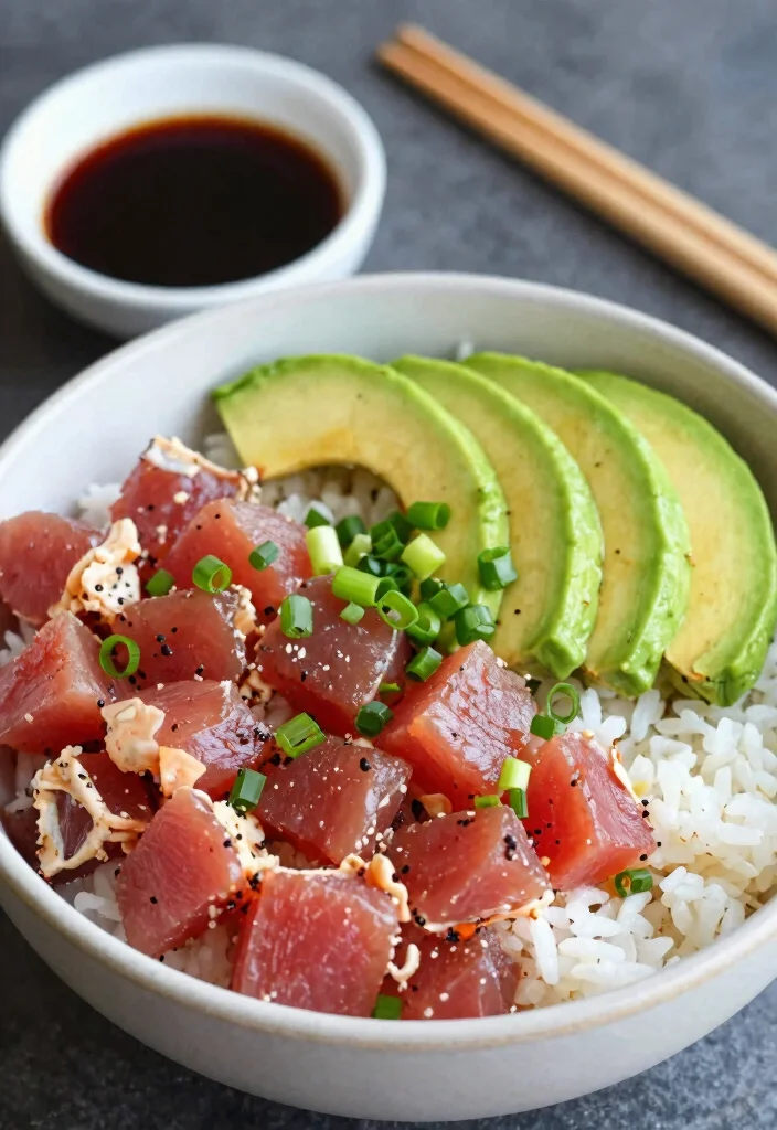 20 Easy Japanese Food Recipes for Beginners at Home - 10. Spicy Tuna Poke Bowl 1