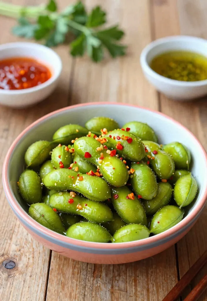 20 Easy Japanese Snacks Recipes (Homemade Favorites) - 17. Japanese Chili Garlic Edamame 1
