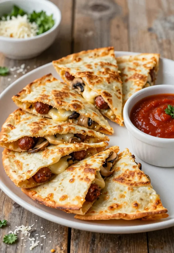 20 Easy Sweet Italian Sausage Link Recipes for Quick Weeknight Dinners - 14. Sweet Italian Sausage and Mushroom Pizza Quesadilla 1