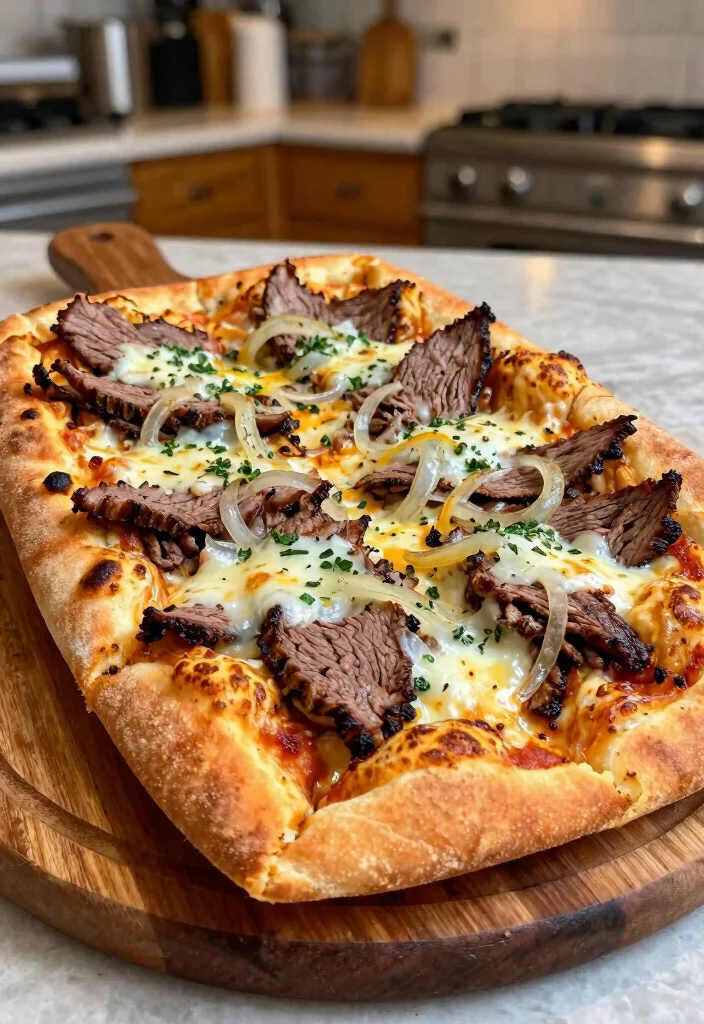 20 French Bread Pizza Recipes for Quick and Easy Meals - 16. Philly Cheesesteak French Bread Pizza 1