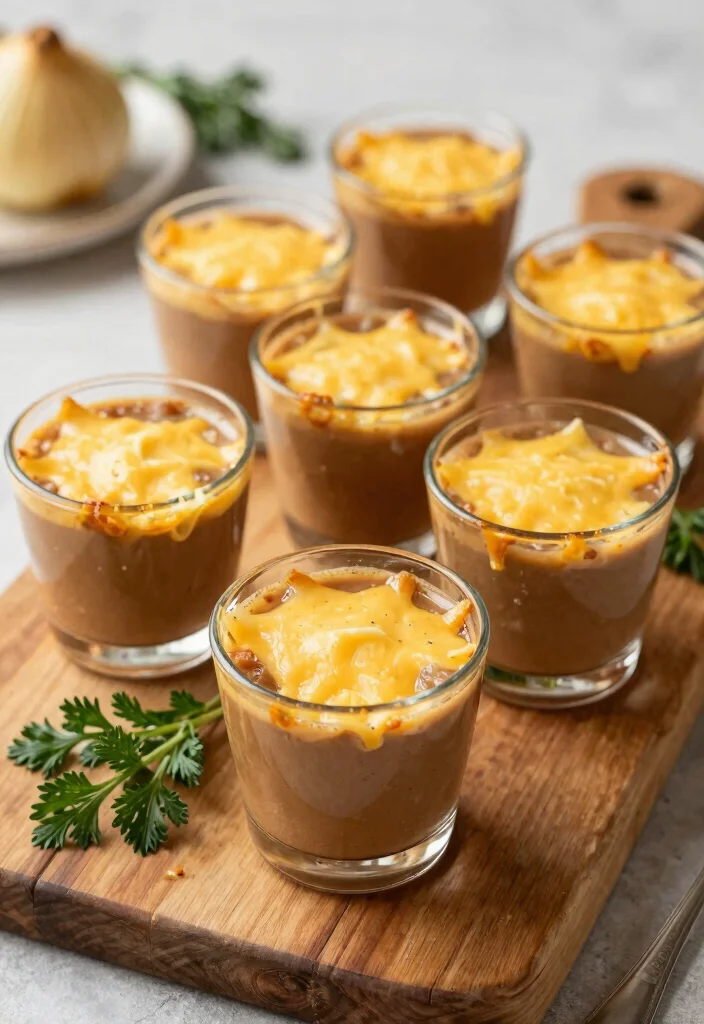 20 French Food Party Ideas and Recipes to Impress Your Guests - 11. French Onion Soup Shooters 1