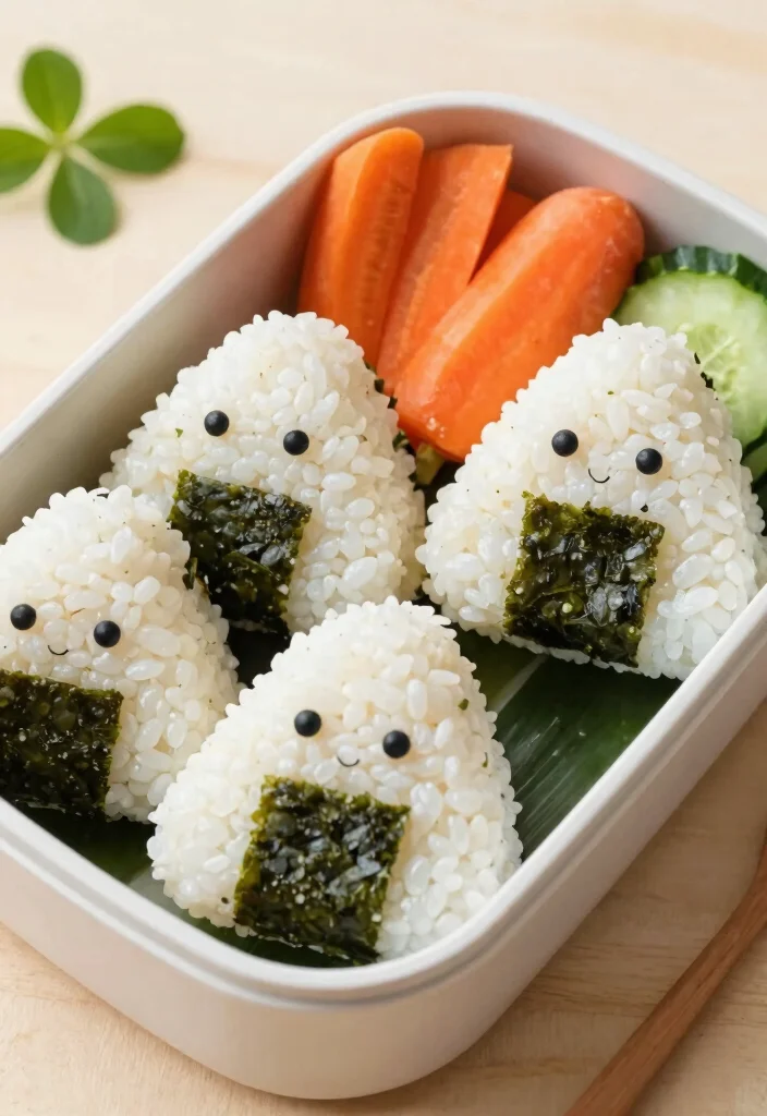 20 Japanese Food Bento Lunch Box Ideas (Cute & Practical) - 1. Kawaii Onigiri Bento Box 1