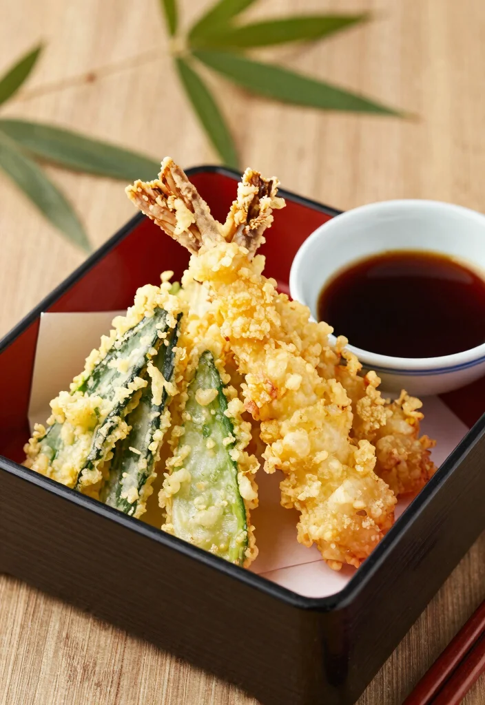 20 Japanese Food Bento Lunch Box Ideas (Cute & Practical) - 10. Savory Vegetable Tempura 1