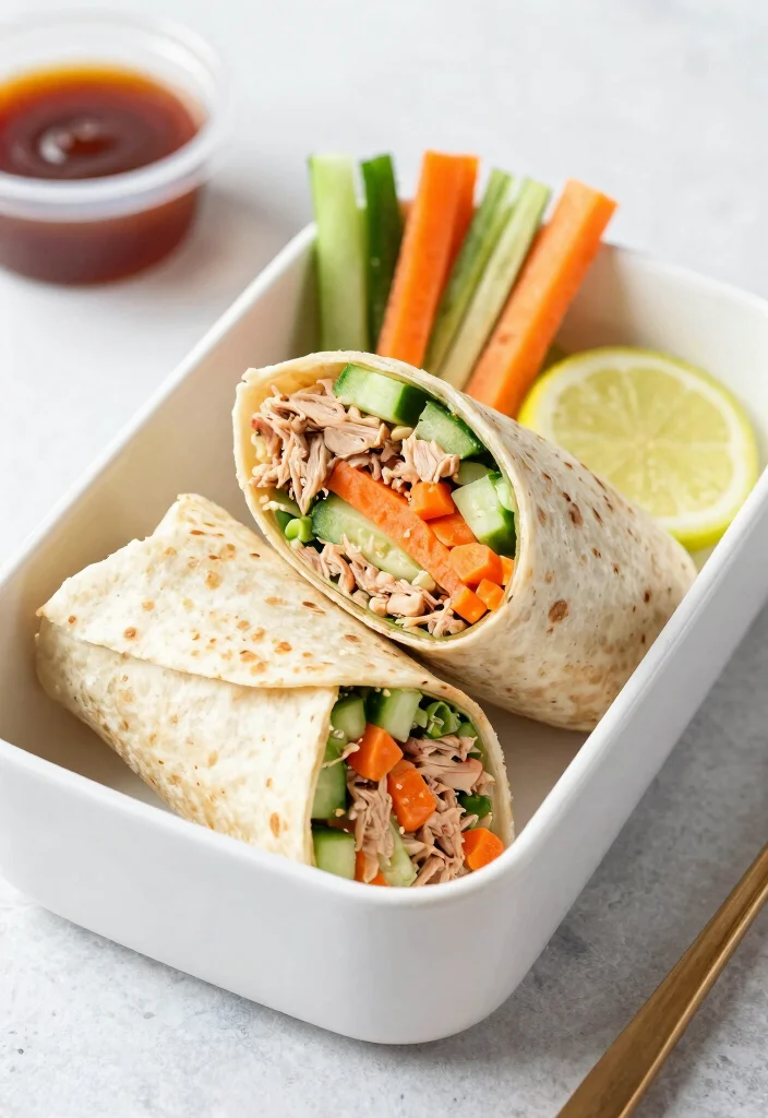 20 Japanese Food Bento Lunch Box Ideas (Cute & Practical) - 16. Spicy Tuna Salad Wraps 1