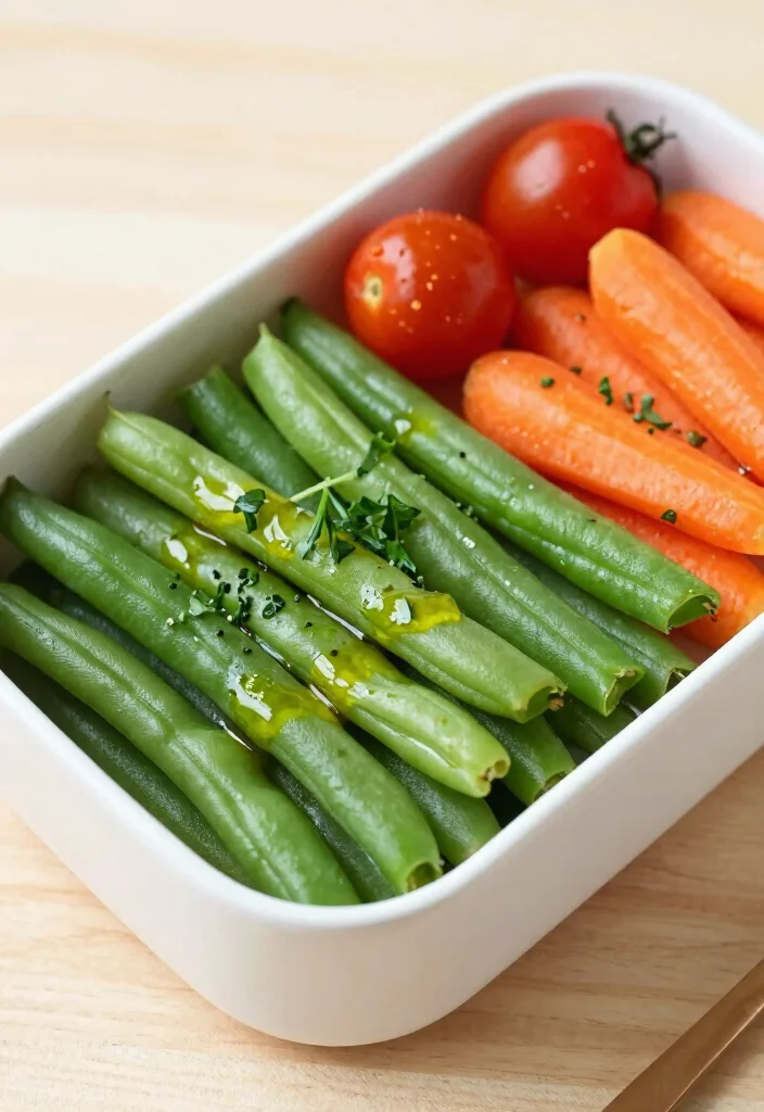 20 Japanese Food Bento Lunch Box Ideas (Cute & Practical) - 19. Herbaceous Green Beans 1