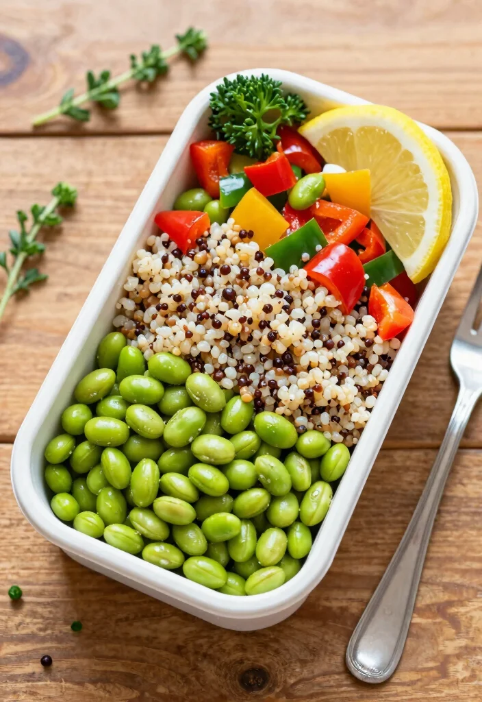 20 Japanese Food Bento Lunch Box Ideas (Cute & Practical) - 4. Edamame and Quinoa Salad 1