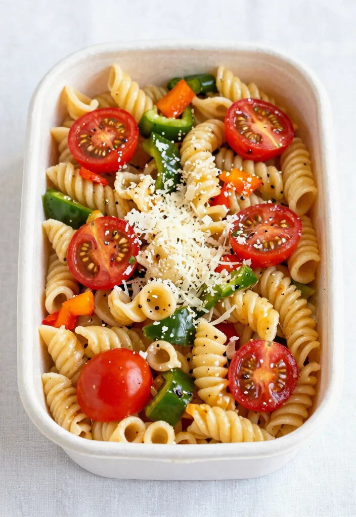 20 Japanese Food Bento Lunch Box Ideas (Cute & Practical) - 8. Colorful Pasta Salad Bento 1