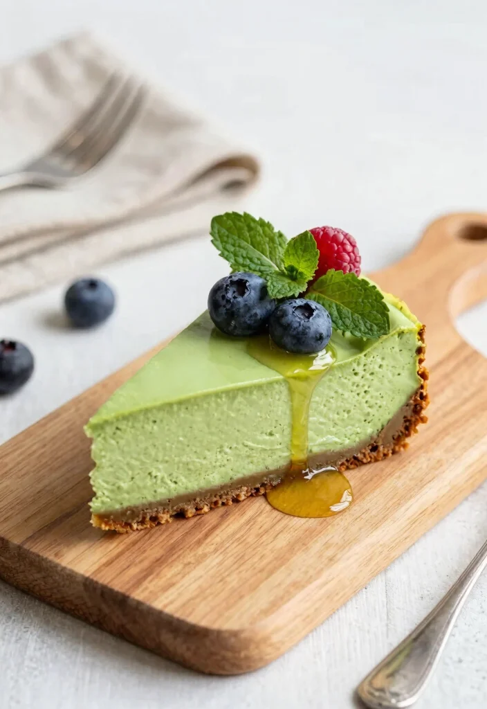 20 Japanese Matcha Dessert Recipes (Green Tea Sweets) - 1. Matcha Vegan Cheesecake 1