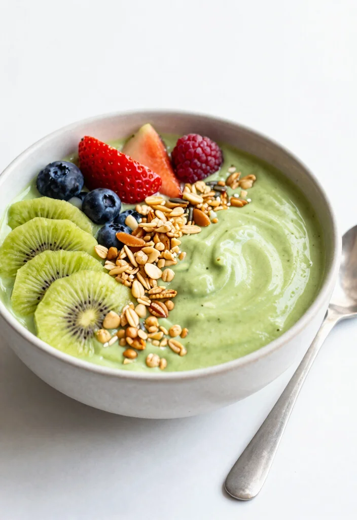 20 Japanese Matcha Dessert Recipes (Green Tea Sweets) - 11. Matcha Smoothie Bowl 1