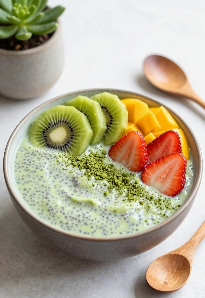 20 Japanese Matcha Dessert Recipes (Green Tea Sweets) - 2. Matcha Coconut Chia Pudding 1