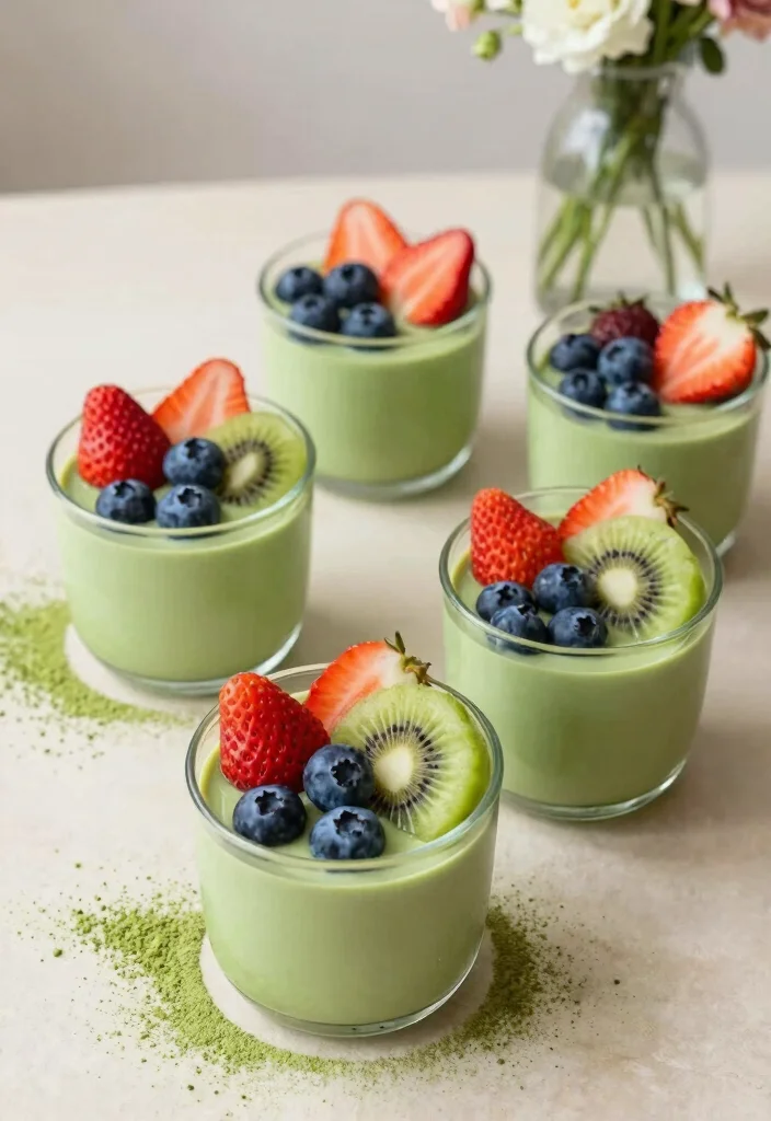 20 Japanese Matcha Dessert Recipes (Green Tea Sweets) - 7. Matcha Pudding Cups 1