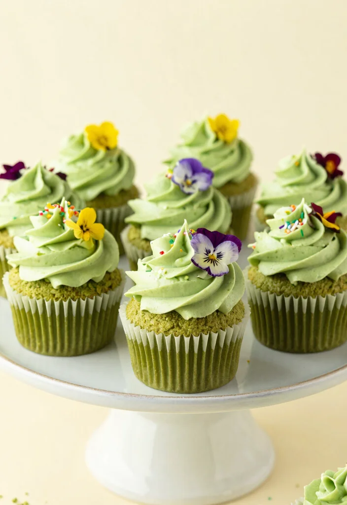 20 Japanese Matcha Dessert Recipes (Green Tea Sweets) - 9. Matcha Cupcakes 1