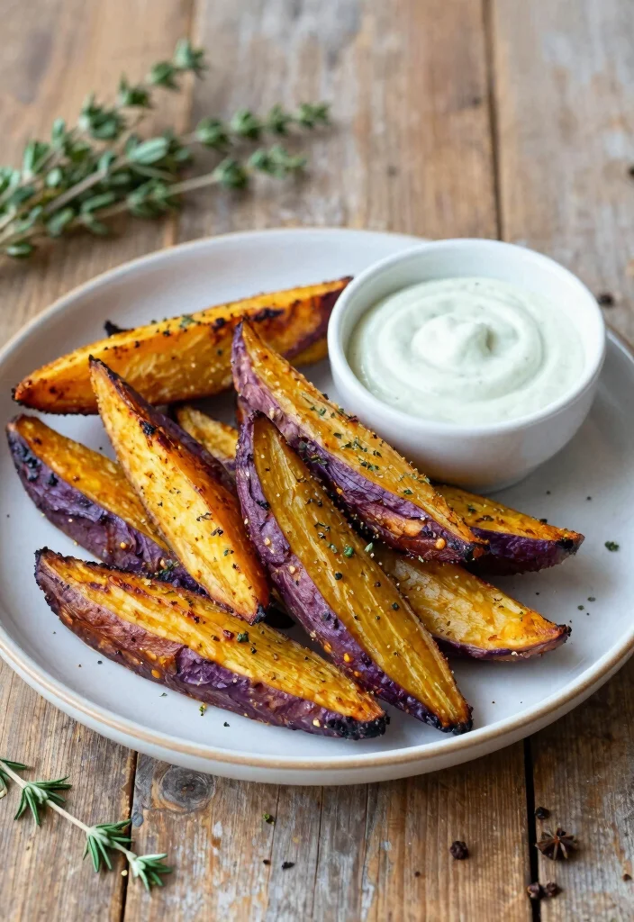 20 Japanese Purple Sweet Potato Recipes (Sweet and Savory) - 4. Roasted Purple Sweet Potato Wedges 1