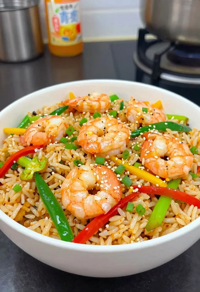 20 Japanese Rice Meals (Donburi, Curry, and More) - 18. Prawn and Vegetable Stir-Fry Rice 1