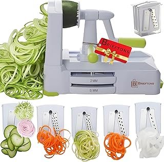 Brieftons 5-Blade Vegetable Spiralizer: Strongest-Heaviest Spiral Slicer...