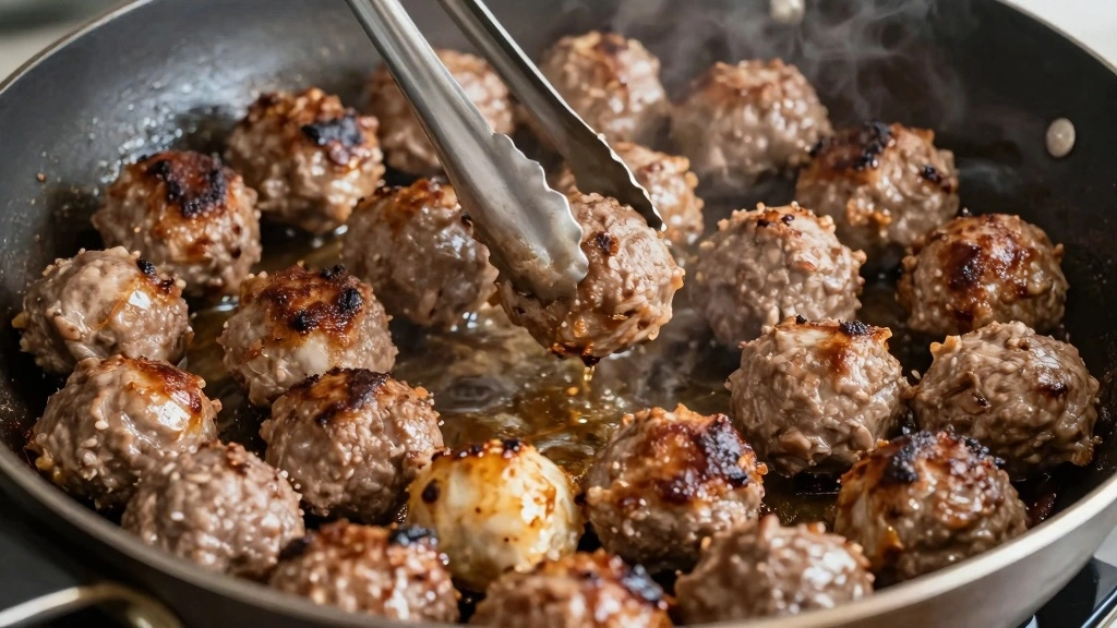 Easy Homemade Italian Meatballs Recipe (No Breadcrumbs) - Step 5: Cook Meatballs 1
